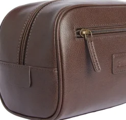 Barbour Leather Washbag toilettilaukku, tummanruskea Discount