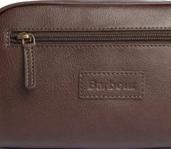 Barbour Leather Washbag toilettilaukku, tummanruskea Discount