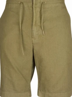 Linen Cotton Mix Short shortsit, Military Green-Barbour Discount