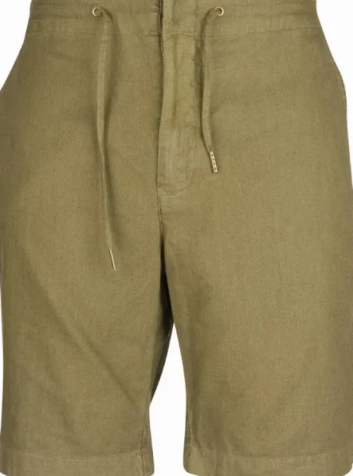 Linen Cotton Mix Short shortsit, Military Green-Barbour Discount