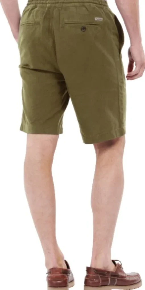 Linen Cotton Mix Short shortsit, Military Green-Barbour Discount