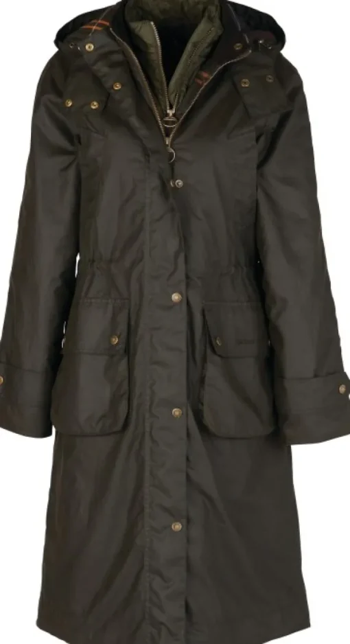Long Cannich Wax Jacket naisten vahatakki, Olive/Classic-Barbour Discount