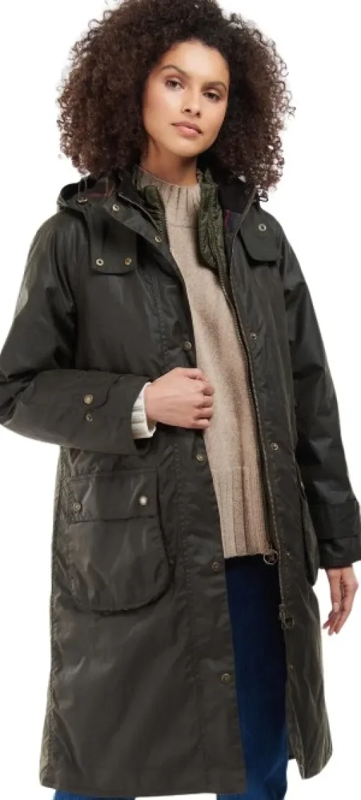 Long Cannich Wax Jacket naisten vahatakki, Olive/Classic-Barbour Discount