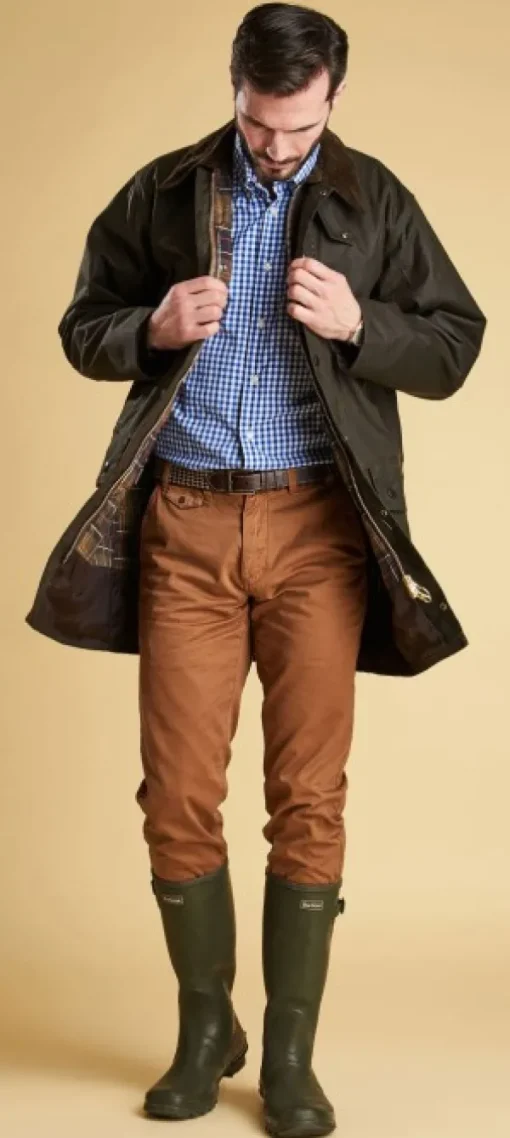 Barbour M's Classic Northumbria Wax Jacket Dark Olive Check Hot
