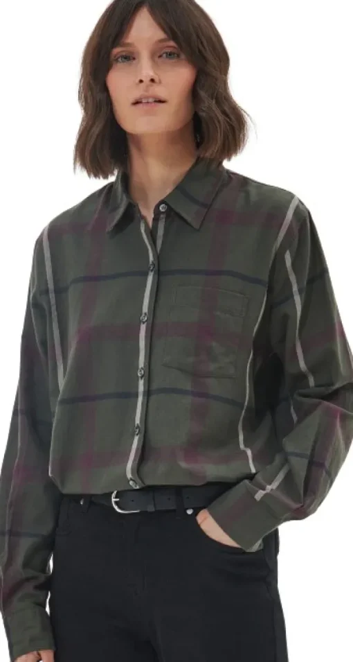 Oxer Check Shirt naisten paita, vihreä/musta-Barbour New