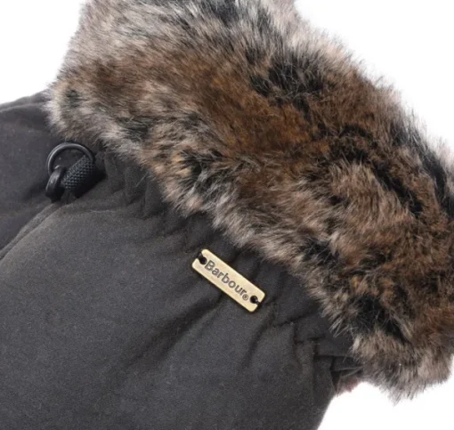 Wax with Fur Trim Mittens naisten kintaat, maastonvihreä-Barbour Best