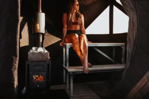 Näver Delux Bastutält & Kamin 4-6 p-Bast Sauna Sale