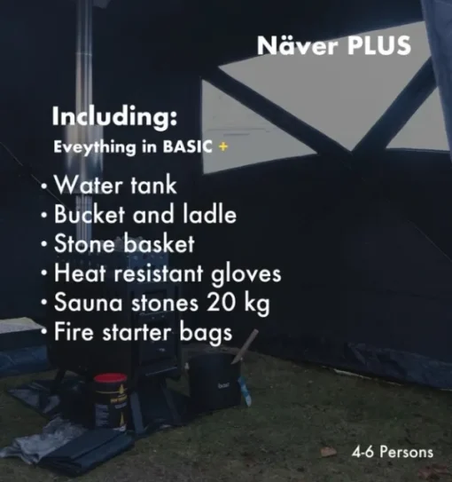 Bast Sauna Näver Plus Bastutält & Kamin 4-6 p Clearance