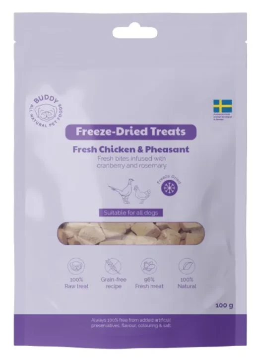 Buddy Freeze Dried Treats Raw Chicken & Phaesant 100g makupalat Fashion