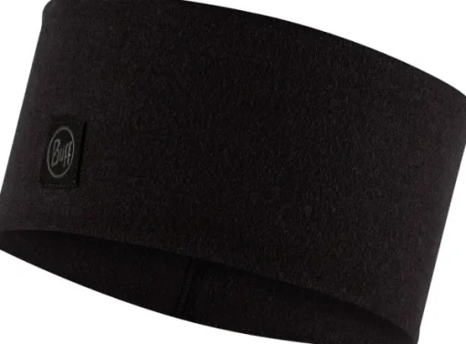 Merino Wide Headband Solid merinopanta, musta-Buff Best