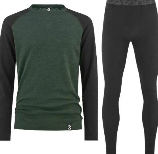 Bula Norm Merino Wool Crew + Pant kerrasto, Black Hot