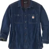 Carhartt Denim Fleece Lined Snap Front Shirt Glacier vuorillinen farkkupaita-Carhartt Workwear New