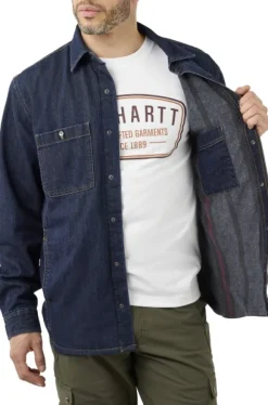 Carhartt Denim Fleece Lined Snap Front Shirt Glacier vuorillinen farkkupaita-Carhartt Workwear New