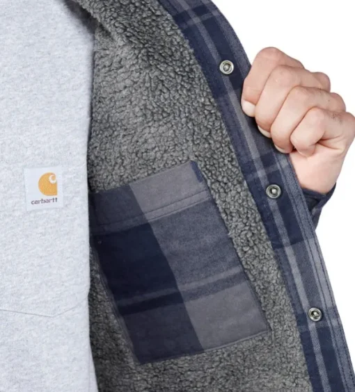 Carhartt Flannel Sherpa Lined Shirt Jacket flanellipaita, sininen-Carhartt Workwear Best
