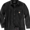 Carhartt Fleece Lined Snap Front Shirt Jacket vuorillinen paita, musta-Carhartt Workwear Outlet