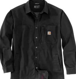 Carhartt Fleece Lined Snap Front Shirt Jacket vuorillinen paita, musta-Carhartt Workwear Outlet
