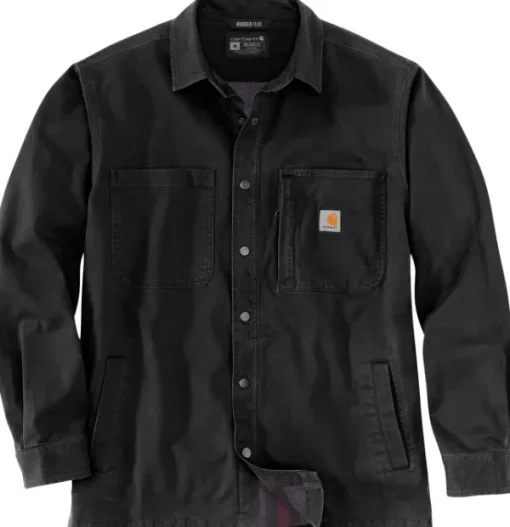 Carhartt Fleece Lined Snap Front Shirt Jacket vuorillinen paita, musta-Carhartt Workwear Outlet