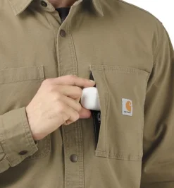 Carhartt Fleece Lined Snap Front Shirt Jacket vuorillinen paita, ruskea-Carhartt Workwear Best