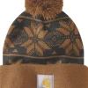 Carhartt Knit Pom Jacquard Beanie naisten pipo, Carhartt® Brown-Carhartt Workwear Fashion