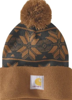 Carhartt Knit Pom Jacquard Beanie naisten pipo, Carhartt® Brown-Carhartt Workwear Fashion