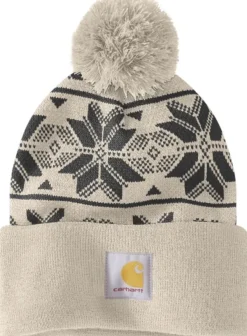 Carhartt Workwear Carhartt Knit Pom Jacquard Beanie naisten pipo, Oat Milk Best