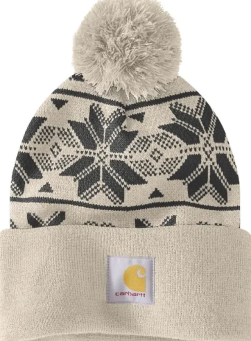 Carhartt Workwear Carhartt Knit Pom Jacquard Beanie naisten pipo, Oat Milk Best