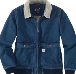 Carhartt Relaxed Fit Denim Sherpa Lined Jacket naisten vuorattu farkkutakki-Carhartt Workwear Clearance