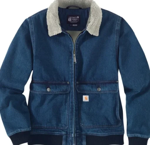 Carhartt Relaxed Fit Denim Sherpa Lined Jacket naisten vuorattu farkkutakki-Carhartt Workwear Clearance