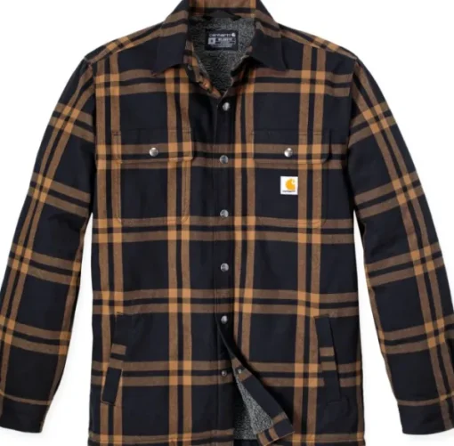 Carhartt Workwear Carhartt Roane Hooded Shirt Jacket vuorillinen paita, Black New