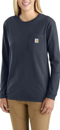 Carhartt Workw Pocket L/S T-Shirt naisten pusero, tummansininen-Carhartt Workwear Outlet