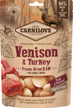 Freeze-Dried Raw Snacks Venison & Turkey 60g-Carnilove Clearance