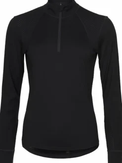 Madeleine Long Sleeve Halfzip naisten aluskerrastopaita, musta-Catago Fashion