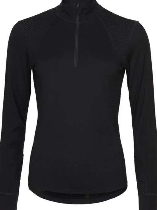 Madeleine Long Sleeve Halfzip naisten aluskerrastopaita, musta-Catago Fashion
