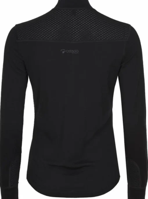 Madeleine Long Sleeve Halfzip naisten aluskerrastopaita, musta-Catago Fashion