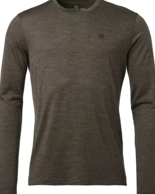 Coley Longsleeve Wool T-shirt paita, Leather Brown-Chevalier Discount
