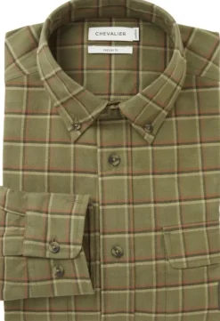 Heron Flannel Shirt paita, Field Green Checked-Chevalier Discount