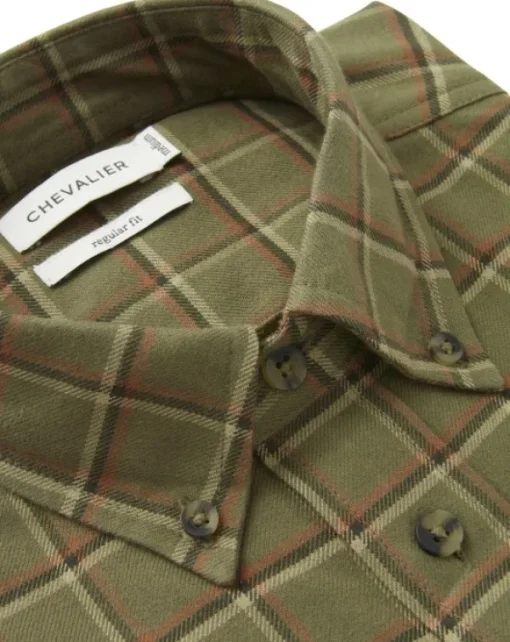 Heron Flannel Shirt paita, Field Green Checked-Chevalier Discount