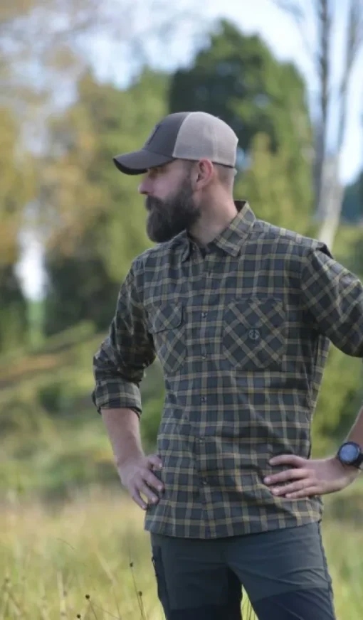 M's Creek Shooting Fit Coolmax Shirt Mink Brown Checked-Chevalier Fashion