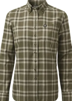 Chevalier Teal Light Flannel Shirt naisten flanellipaita, Olive Green Checked Best