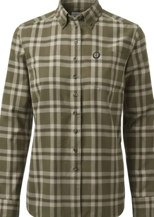 Chevalier Teal Light Flannel Shirt naisten flanellipaita, Olive Green Checked Best