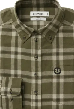 Chevalier Teal Light Flannel Shirt naisten flanellipaita, Olive Green Checked Best