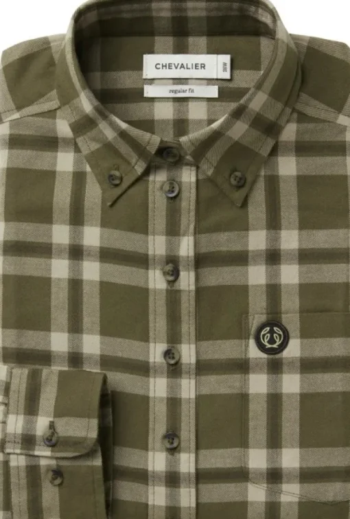 Chevalier Teal Light Flannel Shirt naisten flanellipaita, Olive Green Checked Best
