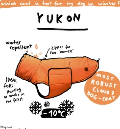 Cloud7 Yukon Dog Coat koiran takki, koot 6-10, Neon Orange Sale