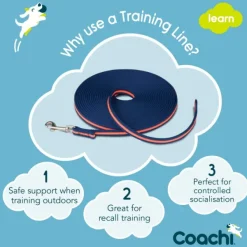 Training Line koulutus- ja jälkiliina, 10m, tummansininen/oranssi-Coachi Hot