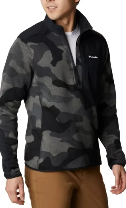 Sweater Weather Printed Half Zip fleecepusero, Black Mod Camo-Columbia Best