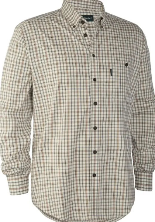 Deerhunter Henry Shirt kauluspaita, vaaleabeige/vihreä Outlet