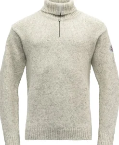 Nansen Sweater Zip Neck Unisex Grey Melange-Devold Sale