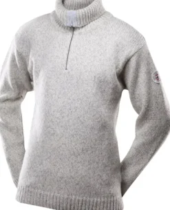 Nansen Sweater Zip Neck Unisex Grey Melange-Devold Sale