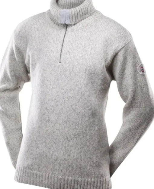 Nansen Sweater Zip Neck Unisex Grey Melange-Devold Sale