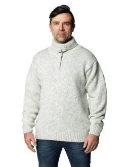 Nansen Sweater Zip Neck Unisex Grey Melange-Devold Sale